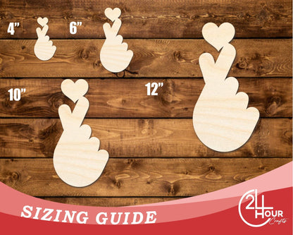 Unfinished Wood Finger Heart Shape | DIY Craft Cutout | up to 46" DIY - NameSigns.com