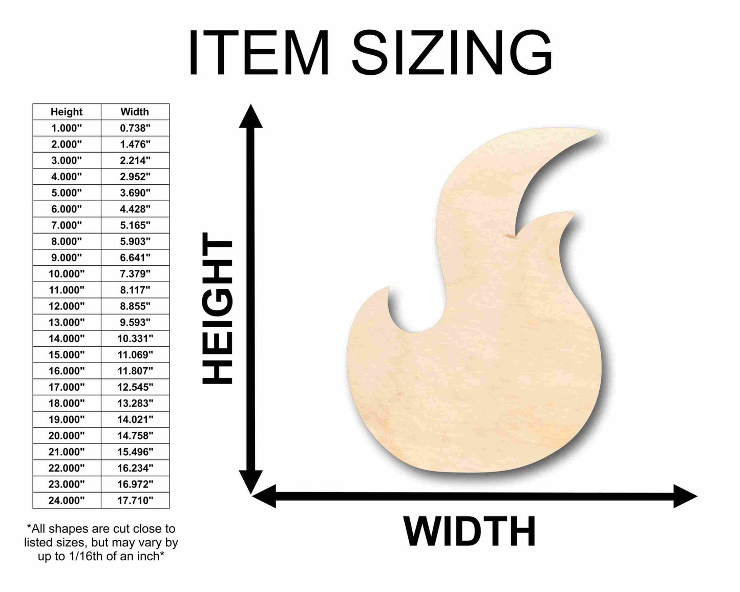 Unfinished Wood Fire Element Silhouette - Craft - up to 46" DIY - NameSigns.com