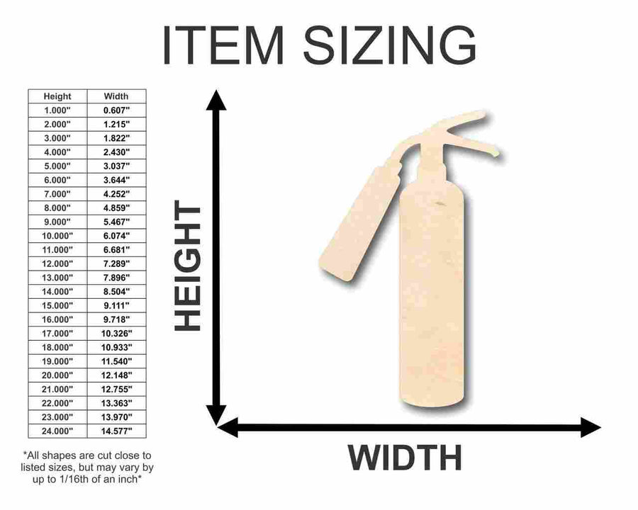 Unfinished Wood Fire Extinguisher Shape - Firefighter - Craft - up to 46" DIY - NameSigns.com