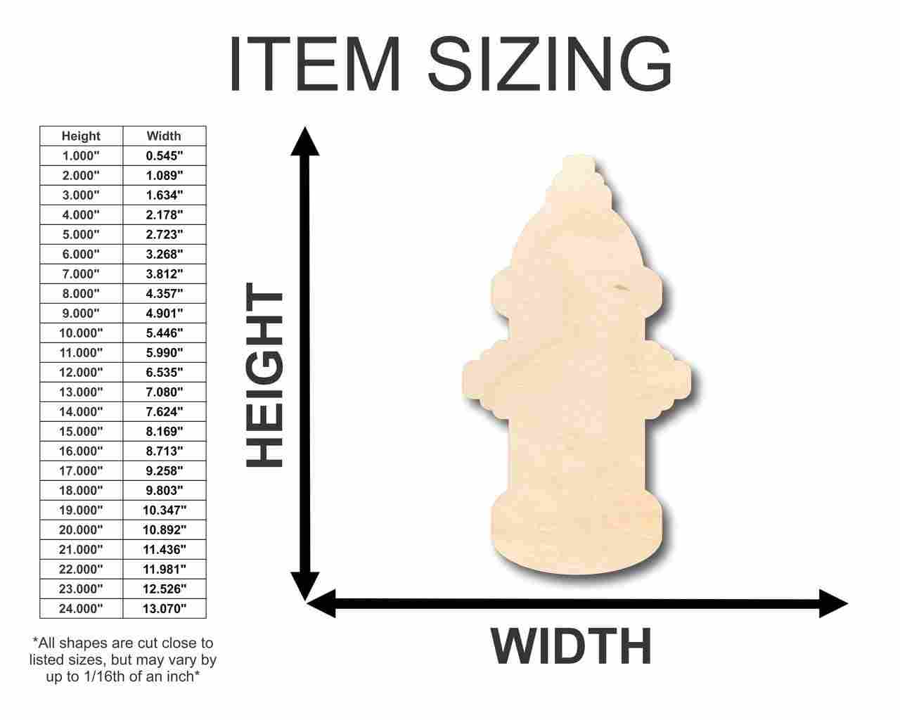 Unfinished Wood Fire Hydrant Shape - Firefighter - Craft - up to 46" DIY - NameSigns.com