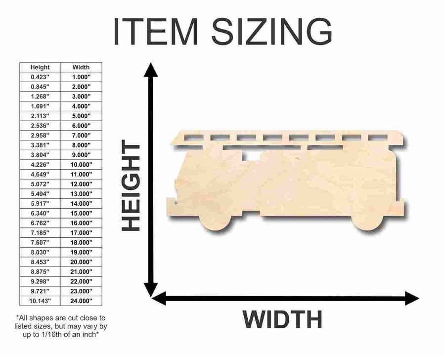 Unfinished Wood Fire Truck Shape - Firefighter - Craft - up to 46" DIY - NameSigns.com