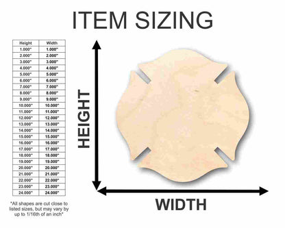 Unfinished Wood Fireman's Badge Symbol Shape - Firefighter - Craft - up to 46" DIY - NameSigns.com