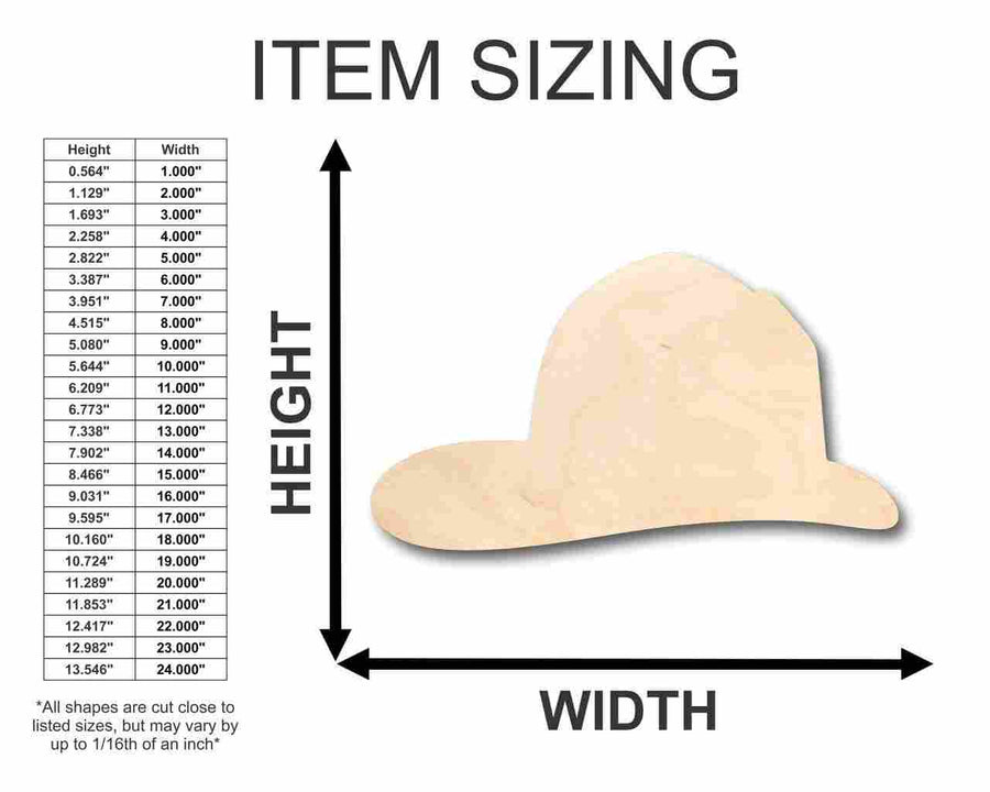 Unfinished Wood Fireman's Hat Shape - Firefighter - Craft - up to 46" DIY - NameSigns.com