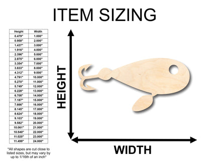 Unfinished Wood Fishing Lure Shape - Craft - up to 46" DIY - NameSigns.com