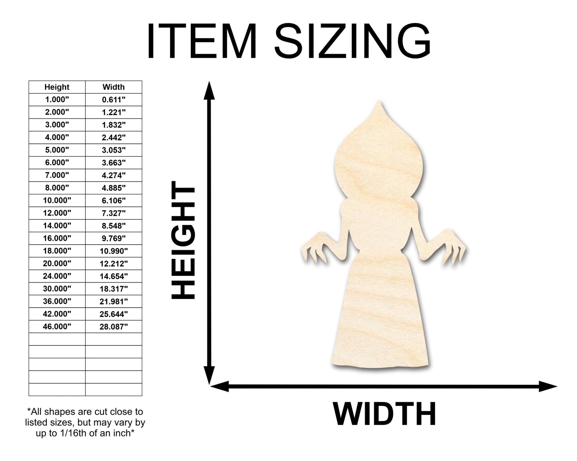 Unfinished Wood Flatwoods Monster Shape - Craft - up to 46" - NameSigns.com