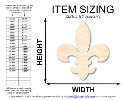 Unfinished Wood Fleur di Lis Shape | Saint's Football | France | DIY Craft Cutout | up to 46" - NameSigns.com