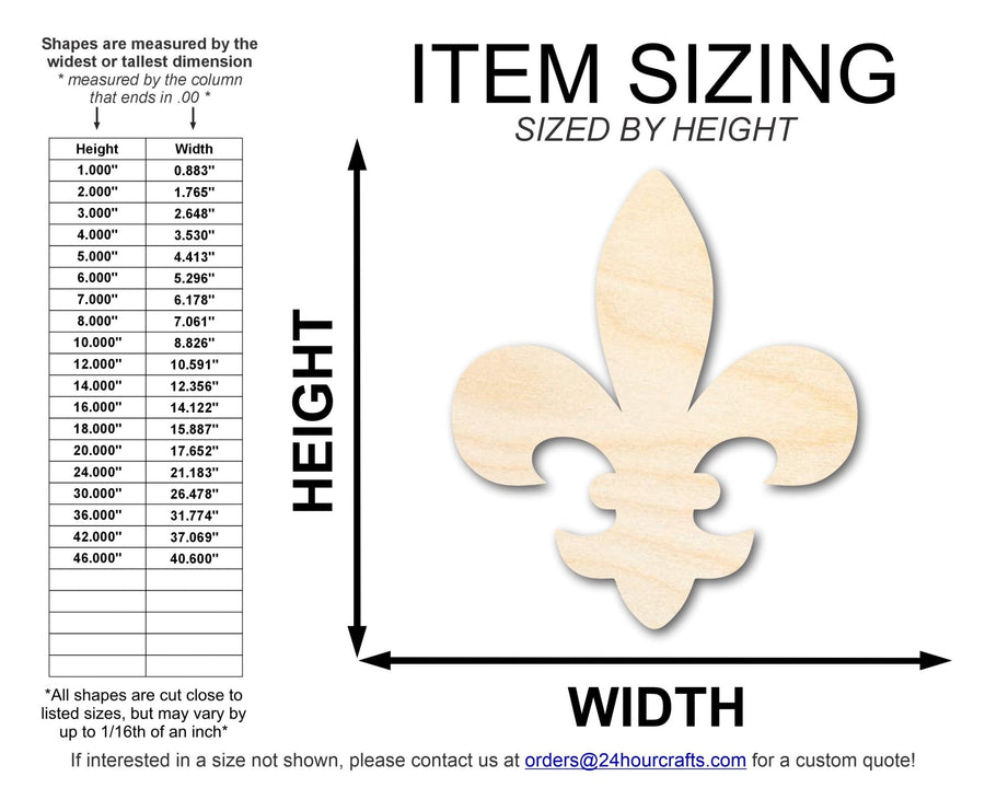 Unfinished Wood Fleur di Lis Shape | Saint's Football | France | DIY Craft Cutout | up to 46" - NameSigns.com