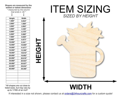 Unfinished Wood Floral Watering Can Shape | DIY Craft Cutout | up to 46" DIY - NameSigns.com