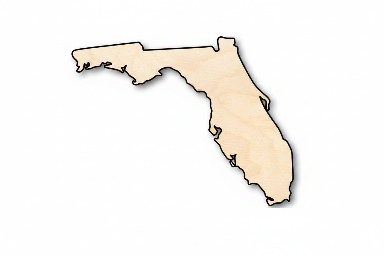 Unfinished Wood Florida Shape - State - Craft - up to 46" DIY - NameSigns.com
