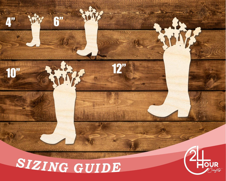 Unfinished Wood Flower Boot Shape | DIY Craft Cutout | up to 46" DIY - NameSigns.com
