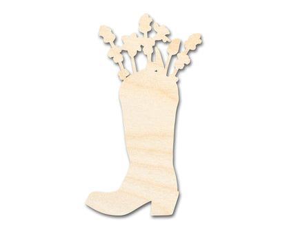 Unfinished Wood Flower Boot Shape | DIY Craft Cutout | up to 46" DIY - NameSigns.com