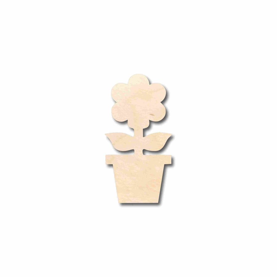 Unfinished Wood Flower in Pot Silhouette - Craft - up to 46" DIY - NameSigns.com