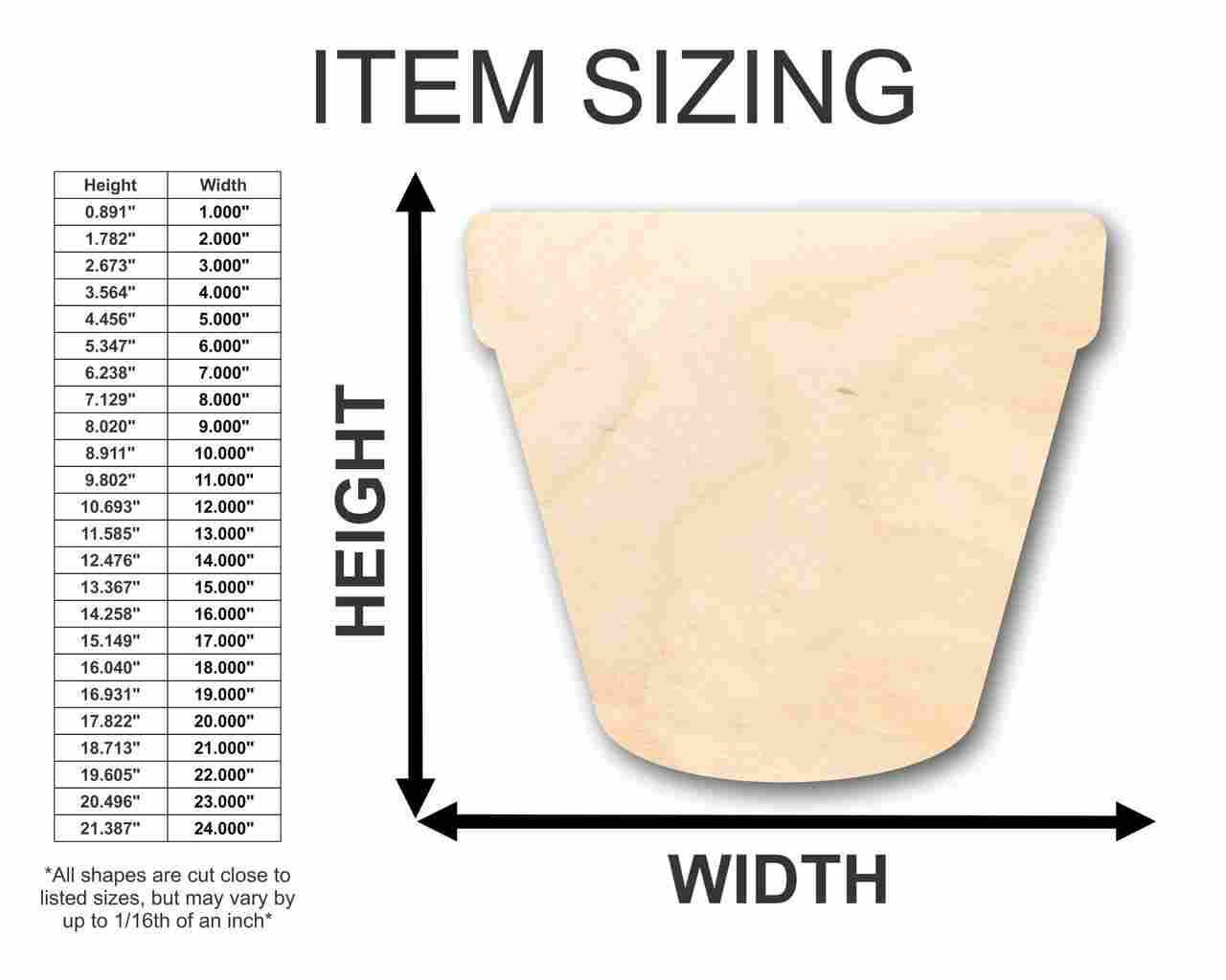 Unfinished Wood Flower Pot Shape - Flower - Craft - up to 46" DIY - NameSigns.com