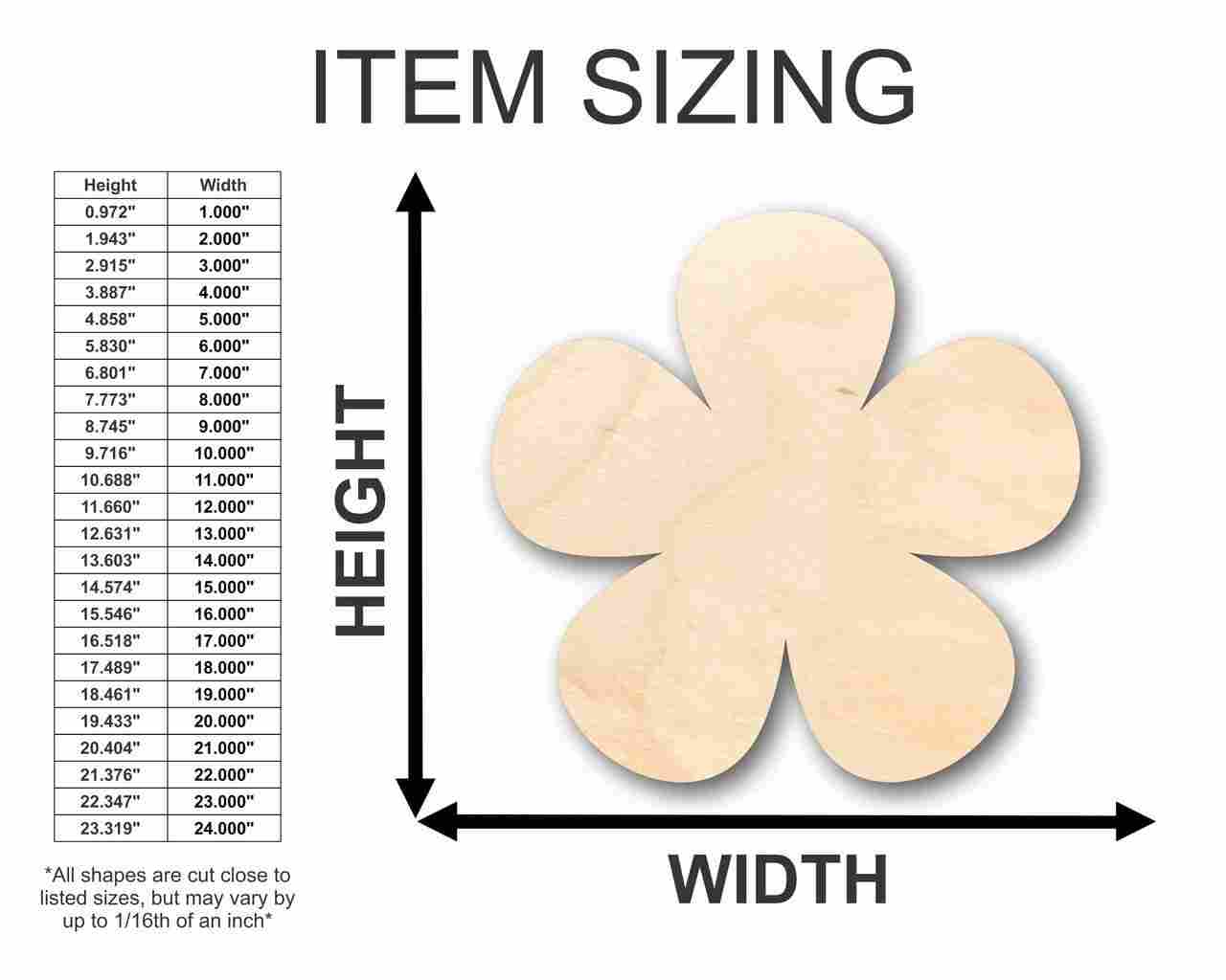 Unfinished Wood Flower Shape - Spring - Craft - up to 46" DIY - NameSigns.com
