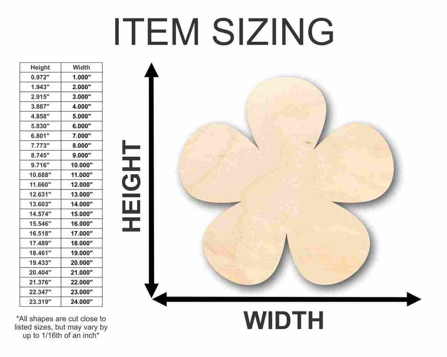 Unfinished Wood Flower Shape - Spring - Craft - up to 46" DIY - NameSigns.com