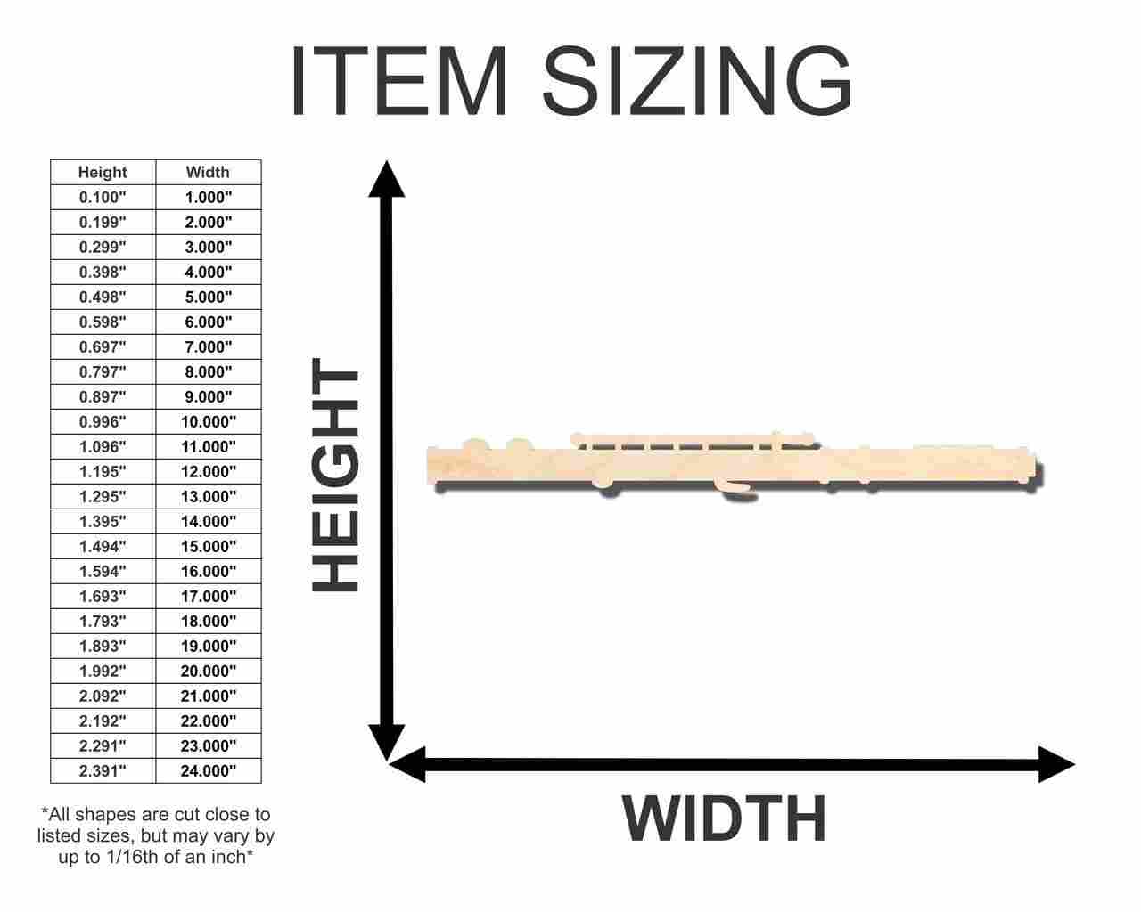 Unfinished Wood Flute Shape - Music - Craft - up to 46" DIY - NameSigns.com