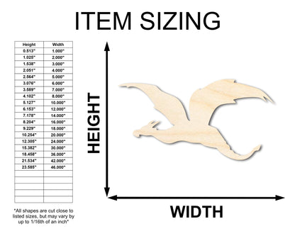 Unfinished Wood Flying Dragon Shape - Craft - up to 46" - NameSigns.com
