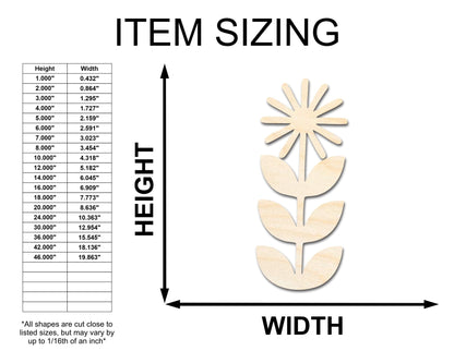 Unfinished Wood Folk Daisy Shape - Flower Craft - up to 46" DIY - NameSigns.com
