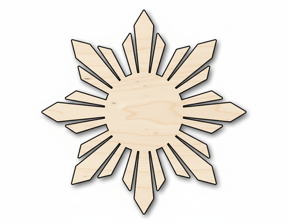 Unfinished Wood Folk Sun Silhouette Shape - Craft - up to 46" - NameSigns.com