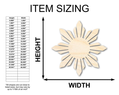 Unfinished Wood Folk Sun Silhouette Shape - Craft - up to 46" - NameSigns.com