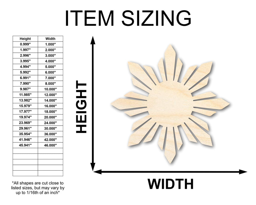 Unfinished Wood Folk Sun Silhouette Shape - Craft - up to 46" - NameSigns.com