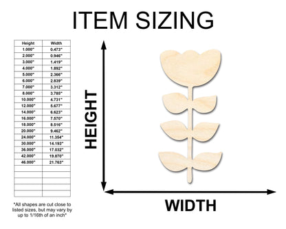 Unfinished Wood Folk Tulip Shape - Flower Craft - up to 46" DIY - NameSigns.com