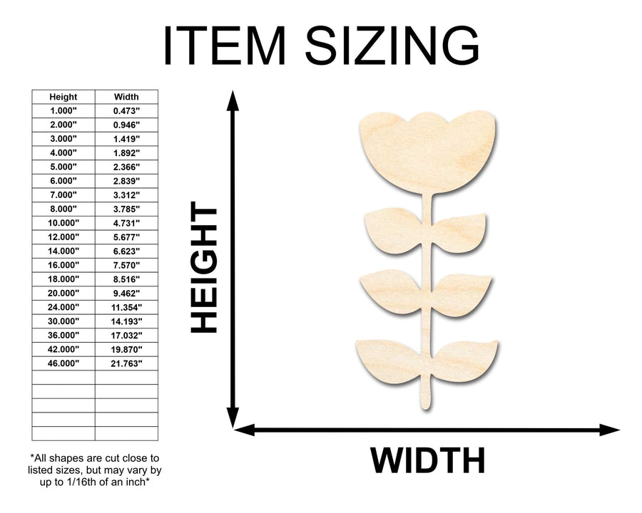 Unfinished Wood Folk Tulip Shape - Flower Craft - up to 46" DIY - NameSigns.com