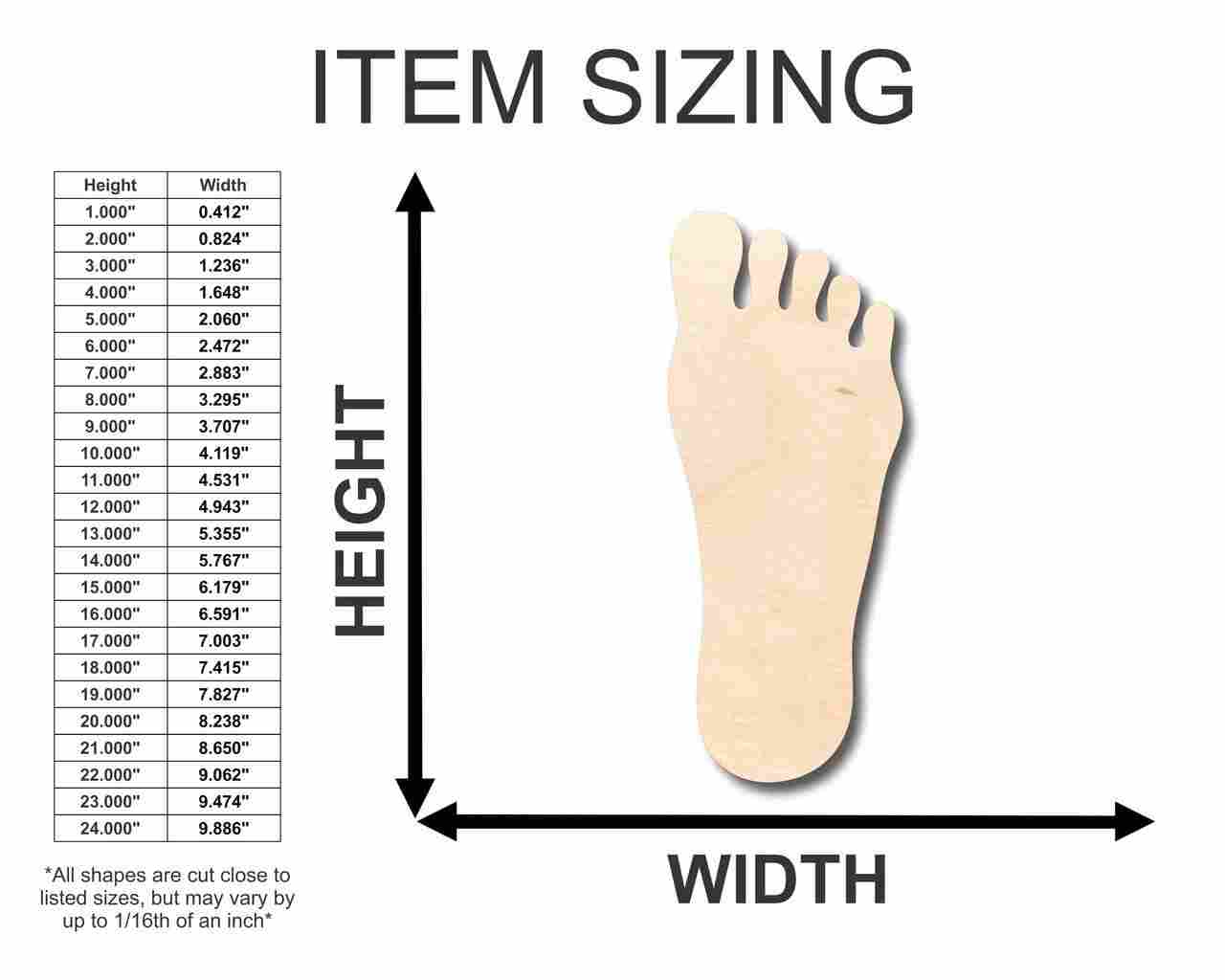 Unfinished Wood Foot Shape - Craft - up to 46" DIY - NameSigns.com