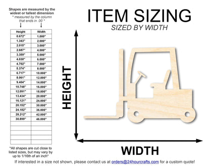 Unfinished Wood Fork Lift Shape | DIY Craft Cutout | up to 46" DIY - NameSigns.com