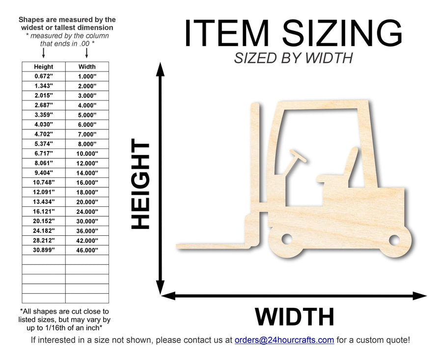 Unfinished Wood Fork Lift Shape | DIY Craft Cutout | up to 46" DIY - NameSigns.com