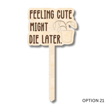 Unfinished Wood Funny Plant Stakes | 24 Options | 5" Tall | 1/8" Wood | Wood Craft Cutout - NameSigns.com