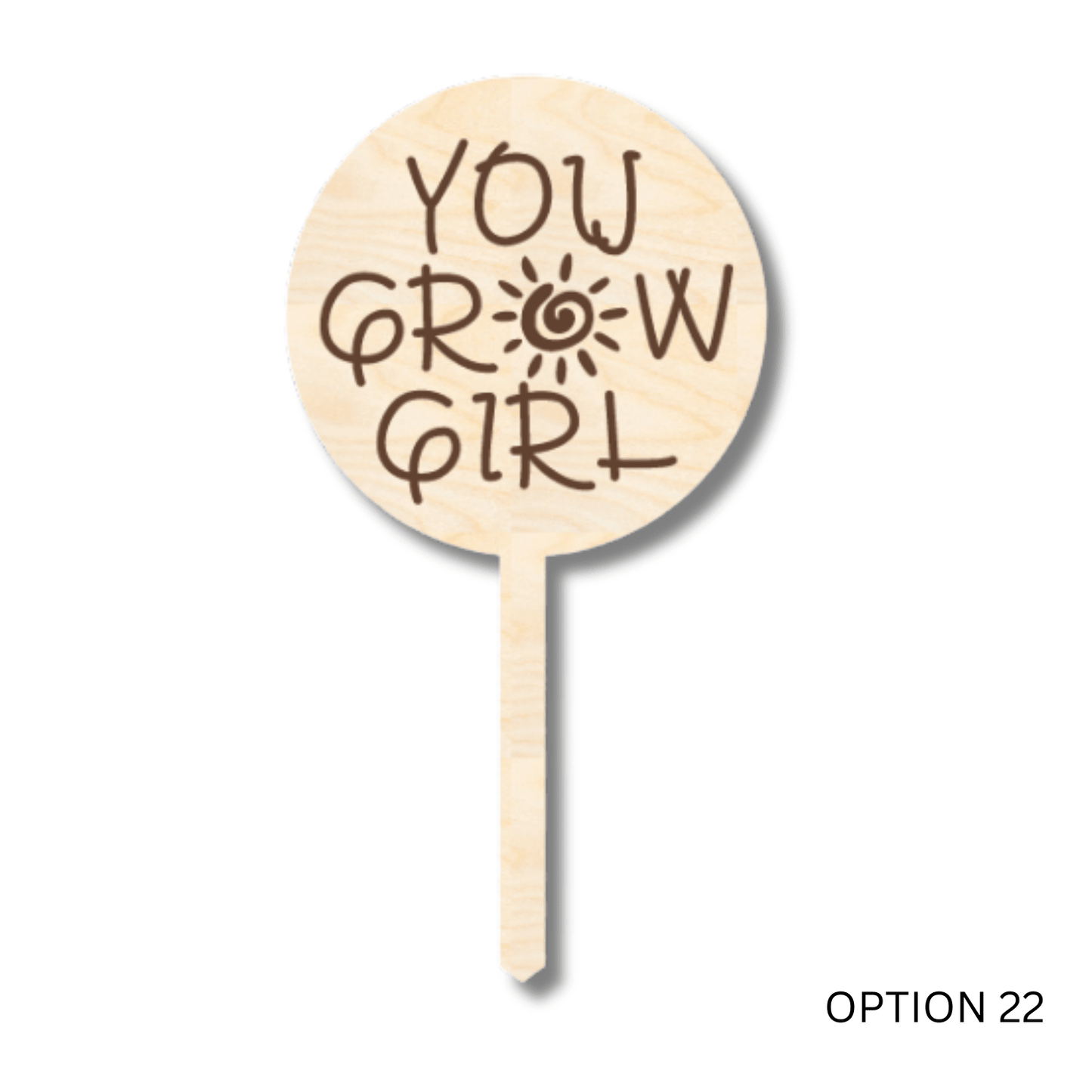Unfinished Wood Funny Plant Stakes | 24 Options | 5" Tall | 1/8" Wood | Wood Craft Cutout - NameSigns.com