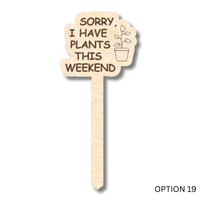 Unfinished Wood Funny Plant Stakes | 24 Options | 5" Tall | 1/8" Wood | Wood Craft Cutout - NameSigns.com