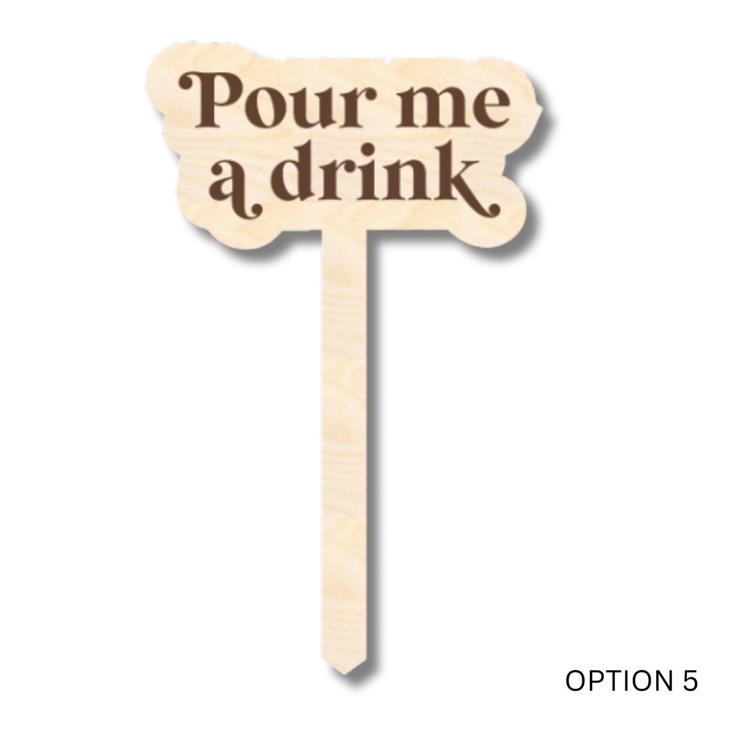 Unfinished Wood Funny Plant Stakes | 24 Options | 5" Tall | 1/8" Wood | Wood Craft Cutout - NameSigns.com