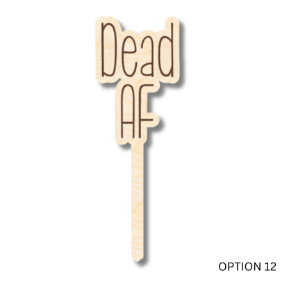 Unfinished Wood Funny Plant Stakes | 24 Options | 5" Tall | 1/8" Wood | Wood Craft Cutout - NameSigns.com