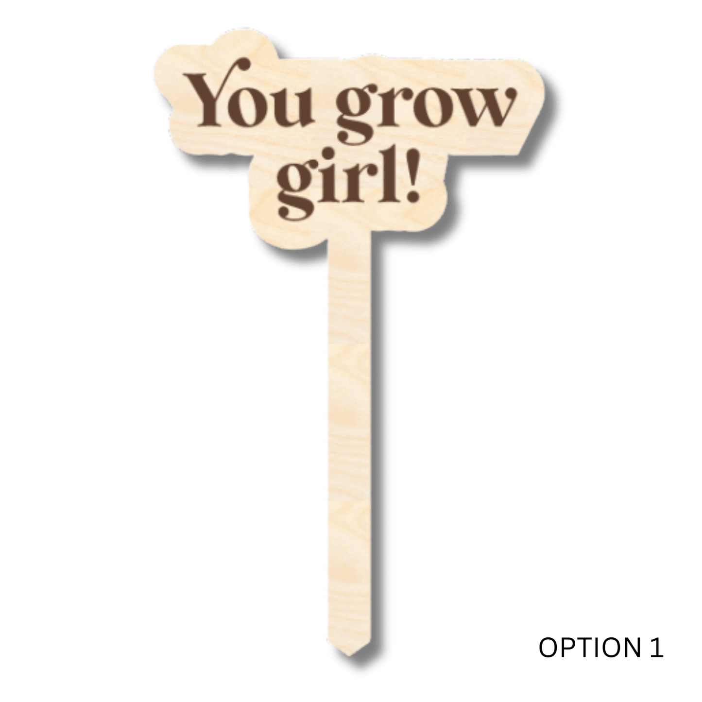 Unfinished Wood Funny Plant Stakes | 24 Options | 5" Tall | 1/8" Wood | Wood Craft Cutout - NameSigns.com
