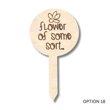 Unfinished Wood Funny Plant Stakes | 24 Options | 5" Tall | 1/8" Wood | Wood Craft Cutout - NameSigns.com