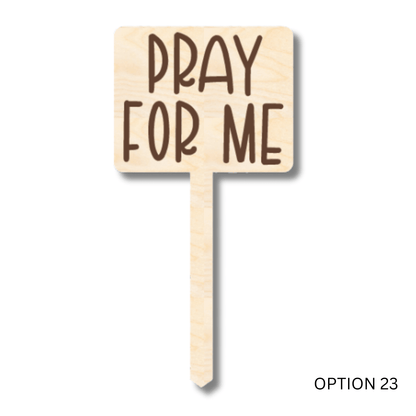Unfinished Wood Funny Plant Stakes | 24 Options | 5" Tall | 1/8" Wood | Wood Craft Cutout - NameSigns.com