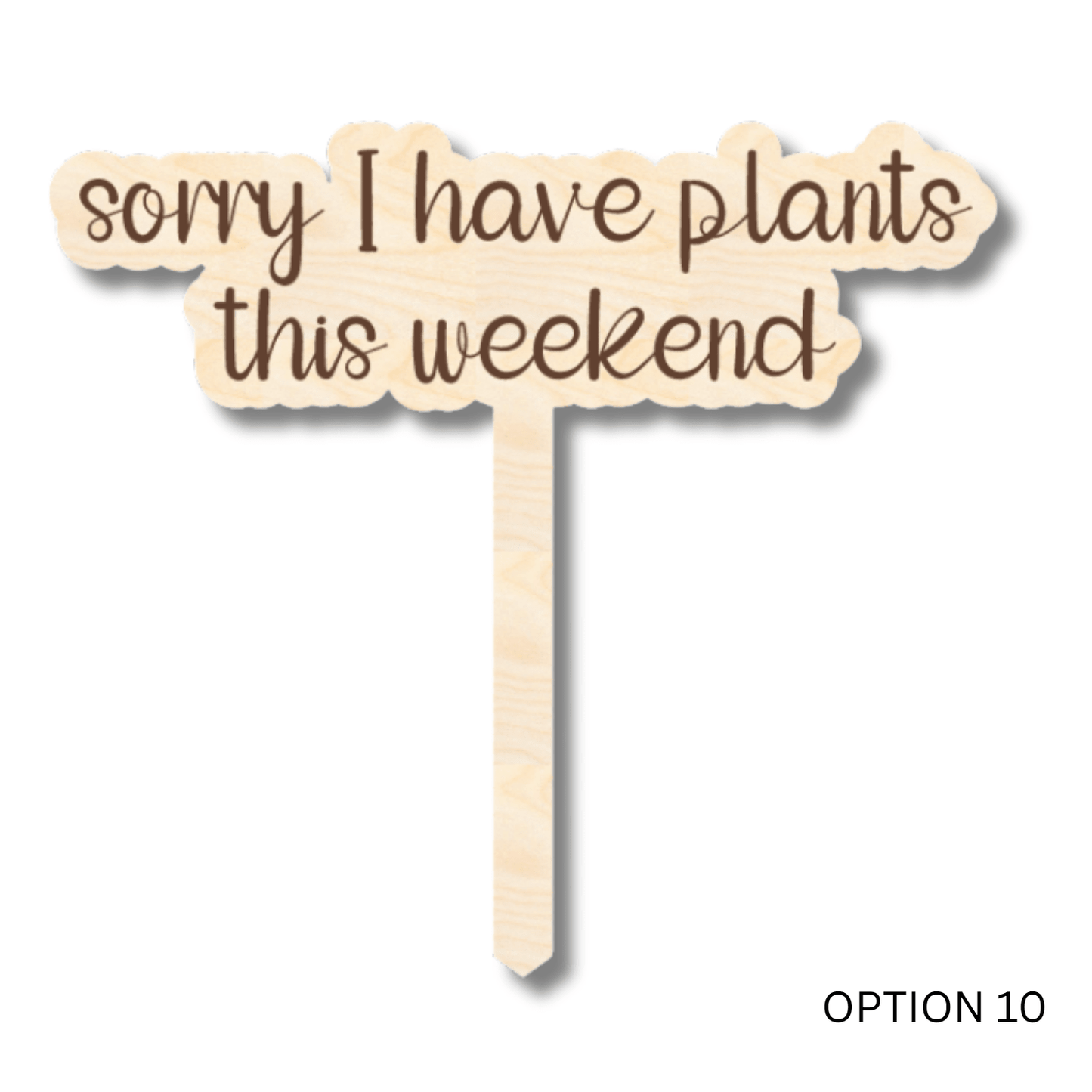 Unfinished Wood Funny Plant Stakes | 24 Options | 5" Tall | 1/8" Wood | Wood Craft Cutout - NameSigns.com
