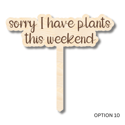 Unfinished Wood Funny Plant Stakes | 24 Options | 5" Tall | 1/8" Wood | Wood Craft Cutout - NameSigns.com