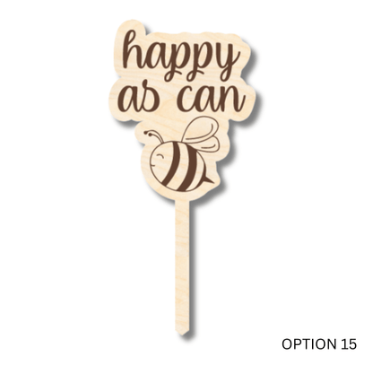 Unfinished Wood Funny Plant Stakes | 24 Options | 5" Tall | 1/8" Wood | Wood Craft Cutout - NameSigns.com