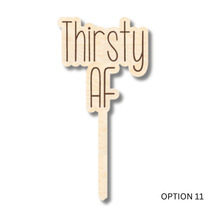 Unfinished Wood Funny Plant Stakes | 24 Options | 5" Tall | 1/8" Wood | Wood Craft Cutout - NameSigns.com