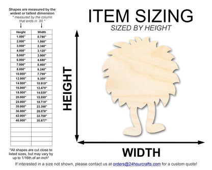 Unfinished Wood Fuzzy Ball Monster Shape | DIY Craft Cutout | up to 46" DIY - NameSigns.com