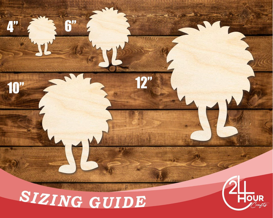 Unfinished Wood Fuzzy Ball Monster Shape | DIY Craft Cutout | up to 46" DIY - NameSigns.com