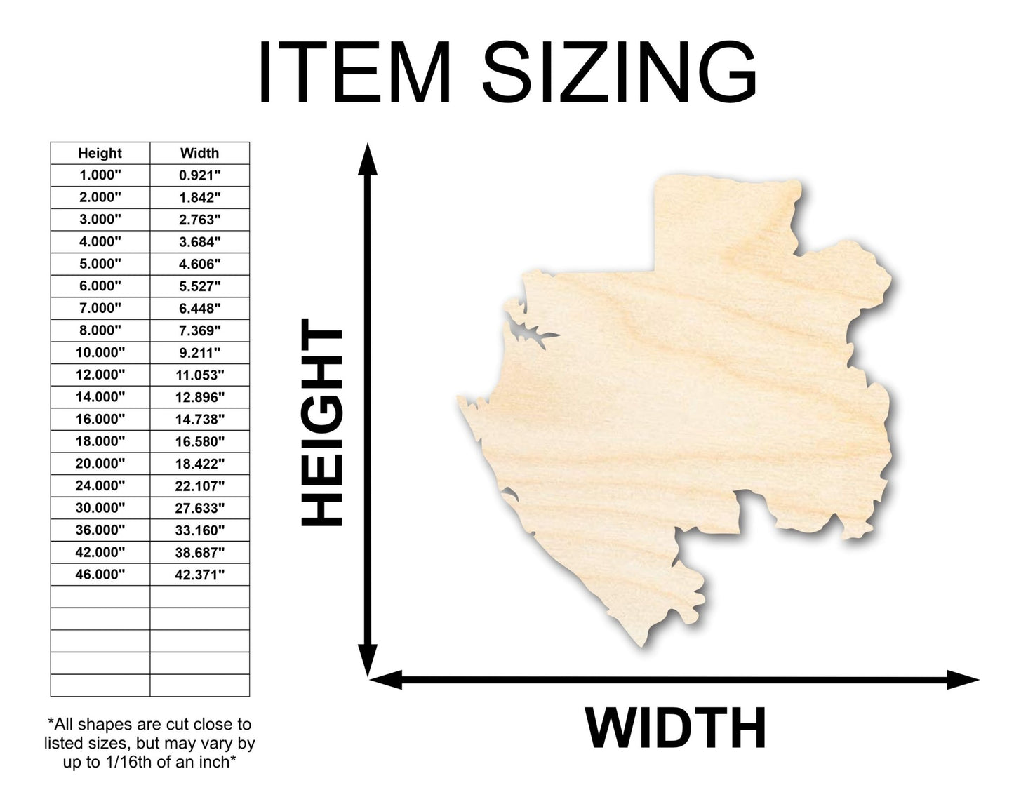 Unfinished Wood Gabon Country Shape - Central African Craft - up to 46" DIY - NameSigns.com