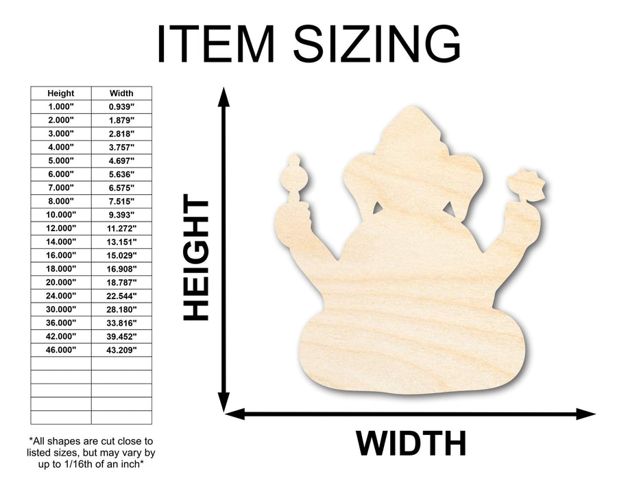Unfinished Wood Ganesha Shape - Craft - up to 46" - NameSigns.com
