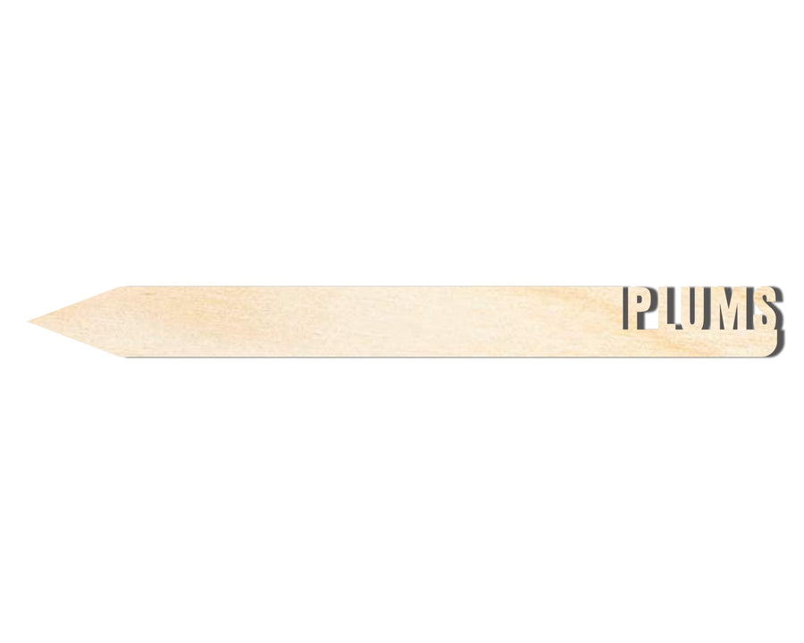 Unfinished Wood Garden Stake – Wooden Plum Cutout Up to 24" | Paintable Craft Decor - NameSigns.com