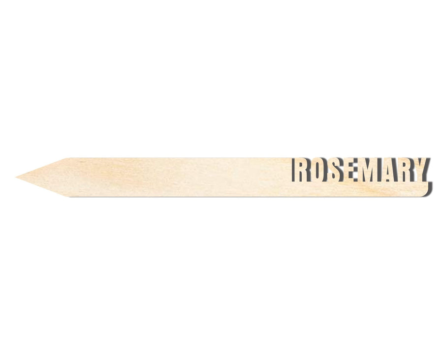 Unfinished Wood Garden Stake - Wooden Rosemary Plant Label | DIY Cutout Up to 24" - NameSigns.com