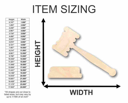 Unfinished Wood Gavel Shape - Law - Courthouse - (2 Piece) Craft - up to 46" DIY - NameSigns.com