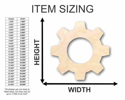 Unfinished Wood Gear Shape - Steampunk Wedding DIY - Craft - up to 46" DIY - NameSigns.com
